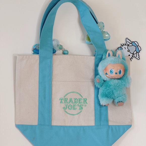 Blue Trader Joe's Mini Tote Bag Custom with Labubu - Picture 7 of 9